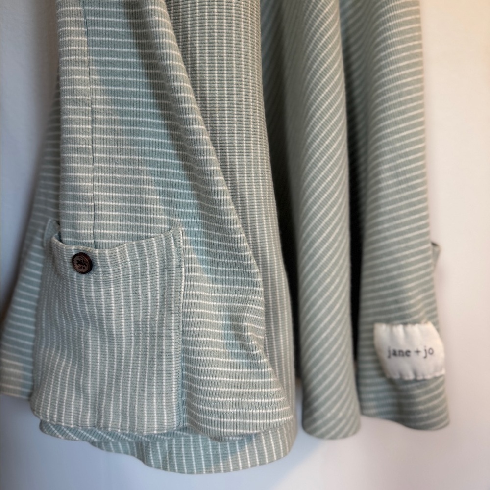 Jane + Jo Ribbed Cotton Dress | Sage Stripe | Size 6Y 🌿 - Picture 4 of 7